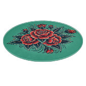 Tattoo Rozen Red Rose Flower Art Snijplank (Hoek)
