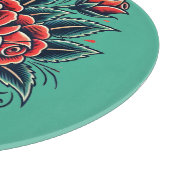 Tattoo Rozen Red Rose Flower Art Snijplank (Hoek)