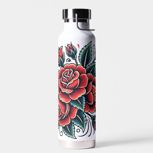Tattoo Rozen Red Rose Flower Art Waterfles (Links)