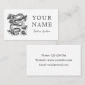 Tattoo Salon Artiest Floral Snake Sketch Minimal Visitekaartje (Voorkant / Achterkant)