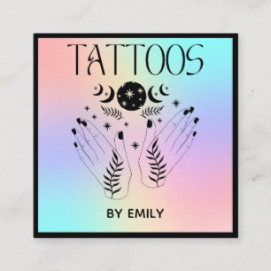 Tattoo Salon Mystiek Holografisch Vierkante Visitekaartje