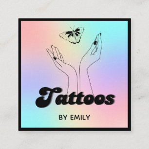 Tattoo Salon Mystieke Vlinder Holografisch Vierkante Visitekaartje