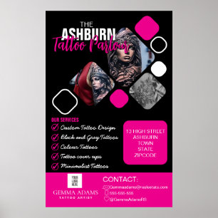 Tattoo salon Poster - Custom Zwart roze