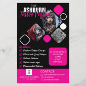 Tattoo salon Poster - Custom Zwart roze Flyer (Voorkant)