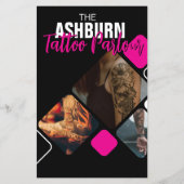 Tattoo salon Poster - Custom Zwart roze Flyer (Achterkant)