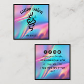 Tattoo Salon Snake Holographic Vierkante Visitekaartje (Voorkant / Achterkant)