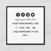 Tattoo Salon Vlindermot Zwart & Wit Vierkante Visitekaartje (Achterkant)