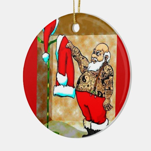 tattoo santa-versiering keramisch ornament (Links)