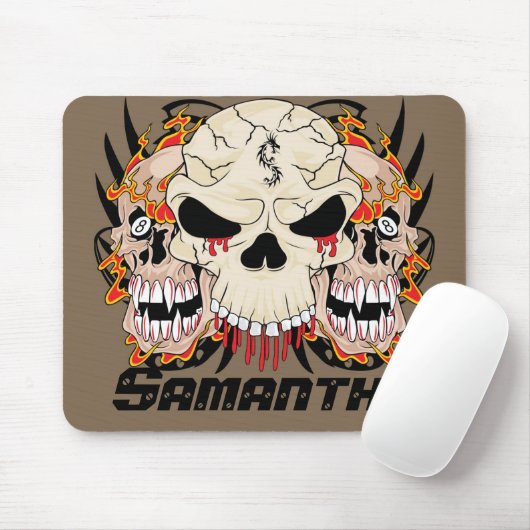 Tattoo schedel acht bal gepersonaliseerde mousepad muismat (Met muis)