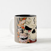 Tattoo schedel acht Ball Flame Fire Coffee Mok Cup (Voorkant links)