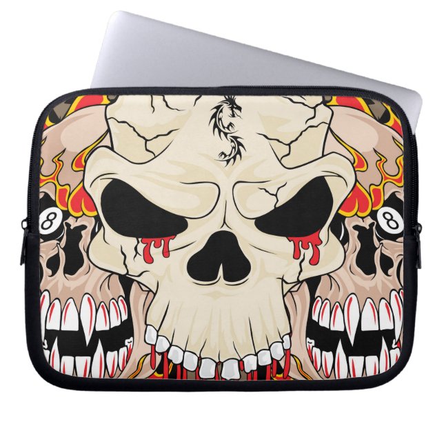 Tattoo Schedel Acht Ball Laptop Beschermend Hoesje Laptop Sleeve (Voorkant)