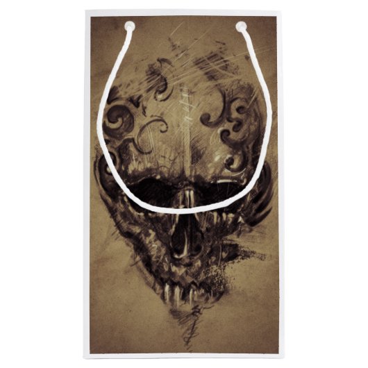 Tattoo schedel over  papier klein cadeauzakje (Achterkant)