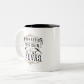 Tattoo schilder je huid is mijn canvas tweekleurige koffiemok (Voorkant links)