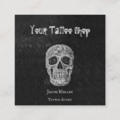 Tattoo Schop Gothic Cool Black and White Skull Hea Vierkante Visitekaartje (Voorkant)