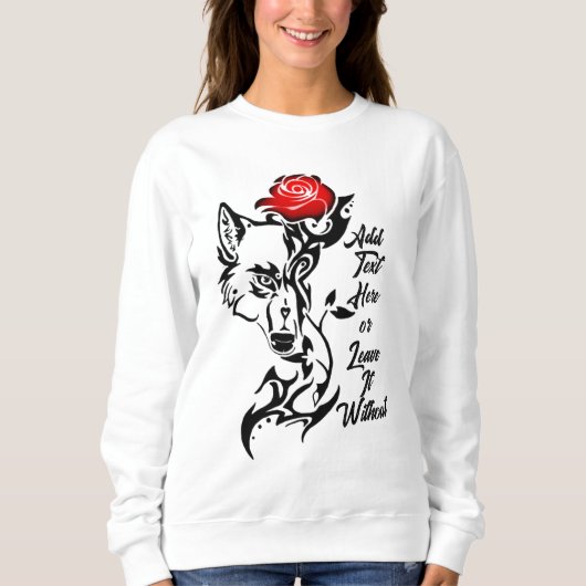 Tattoo She-Wolf Head en Red Rose Sweatshirt (Voorkant)