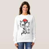 Tattoo She-Wolf Head en Red Rose Sweatshirt (Voorkant volledig)