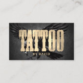 Tattoo Shop Black Crow  Gold Typografie Visitekaartje (Voorkant)