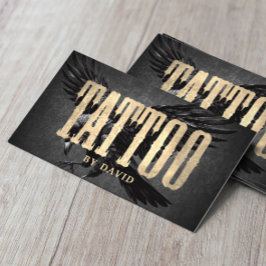 Tattoo Shop Black Crow  Gold Typografie Visitekaartje