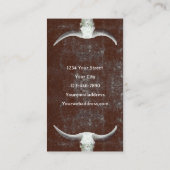 Tattoo Shop Bull Skull Rodeo Bruin Wit Western Visitekaartje (Achterkant)