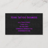 Tattoo Shop Girly Purple Black Skull Business Card Visitekaartje (Achterkant)