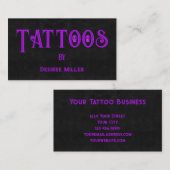 Tattoo Shop Girly Purple Black Skull Business Card Visitekaartje (Voorkant / Achterkant)