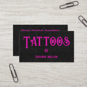 Tattoo Shop Girly Roze Zwarte Schedel Visitekaartj Visitekaartje