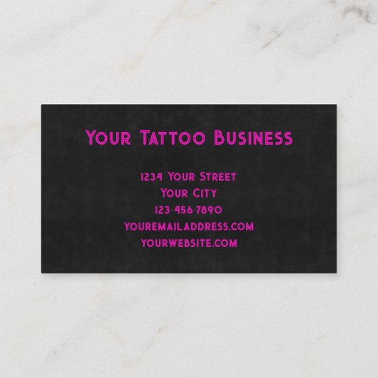 Tattoo Shop Girly Roze Zwarte Schedel Visitekaartj Visitekaartje (Achterkant)