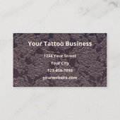 Tattoo Shop Gotische Schedel Wit Grijs Bloemen Visitekaartje (Achterkant)