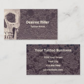 Tattoo Shop Gotische Schedel Wit Grijs Bloemen Visitekaartje (Voorkant / Achterkant)