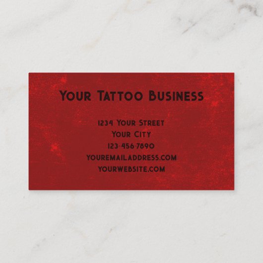 Tattoo Shop Rood Zwart Creatieve Schedel Visitekaartje (Achterkant)