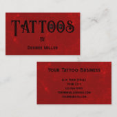 Tattoo Shop Rood Zwart Creatieve Schedel Visitekaartje (Voorkant / Achterkant)