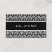 Tattoo Shop Zwart-wit gotische schedelpatroon Visitekaartje (Voorkant)
