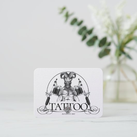 Tattoo Sjabloon Mighty, 3,5 x 2,5-inch Business Ca Visitekaartje (Staand voorkant)