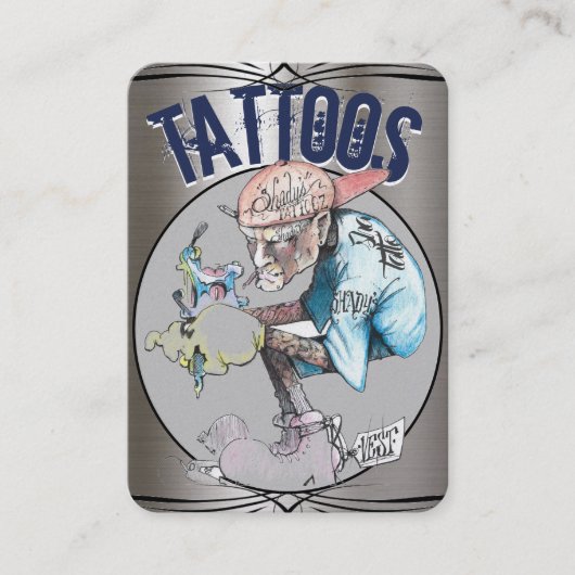 Tattoo Sjabloon Mighty, 3,5 x 2,5-inch Business Ca Visitekaartje (Voorkant)