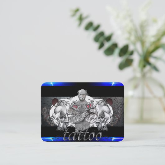 Tattoo Sjabloon Mighty, 3,5 x 2,5-inch Business Ca Visitekaartje (Staand voorkant)