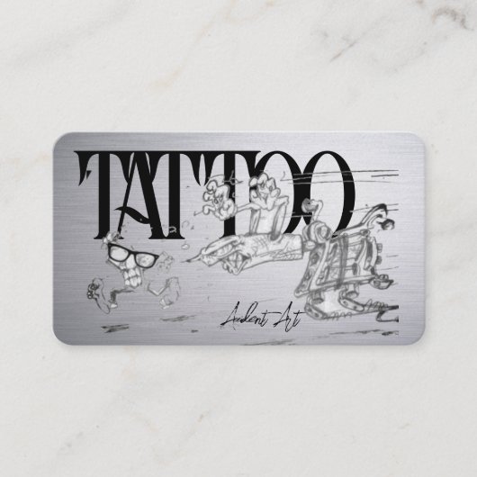 Tattoo Sjabloon Mighty, 3,5 x 2,5-inch Business Ca Visitekaartje (Voorkant)