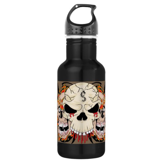 Tattoo Skull Eight Ball Flame 32 oz. Waterfles (Voorkant)