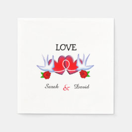 Tattoo slik harten en Rozen ontwerp Servetten