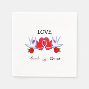 Tattoo slik harten en Rozen ontwerp Servetten