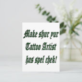 Tattoo spellingcontrole briefkaart (Staand voorkant)