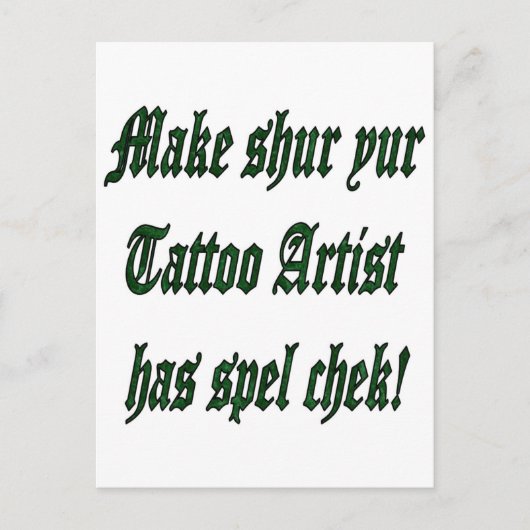 Tattoo spellingcontrole briefkaart (Voorkant)