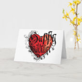 Tattoo stijl Happy Valentine's Day hart Kaart (Gele Bloem)