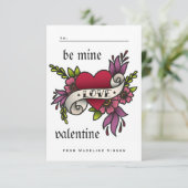 Tattoo Stijl klaslokaal Valentijnse kaart (Staand voorkant)