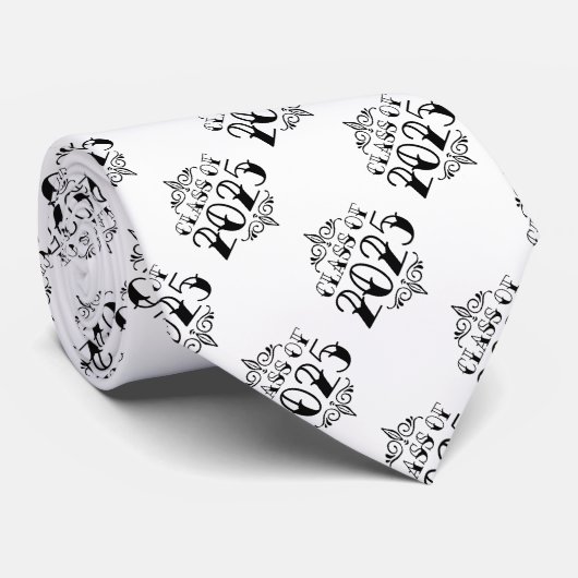 Tattoo Stijl Klasse van 2025 Afstuderen Stropdas (Opgerold)