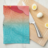 Tattoo stijl kolibrie en rode bloem ombre theedoek (Quarter Fold)