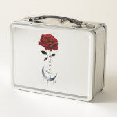 Tattoo-stijl rode roos en halve maan met "liefde" (Achterkant)