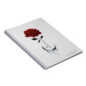 Tattoo-stijl rode roos en halve maan met "liefde" notitieboek (Rechterzijde)