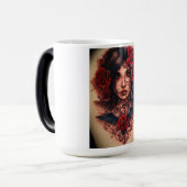 Tattoo stijl roos kompas mooi evoking magische mok (Voorkant links)