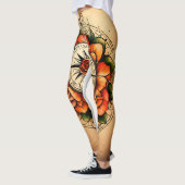 Tattoo stijl roos kompas mooie evoking spirit leggings (Links)
