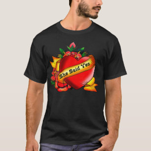 Tattoo stijl, ze zei ja t-shirt